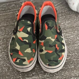 Vans Kids Green and Orange Camouflage Sneakers